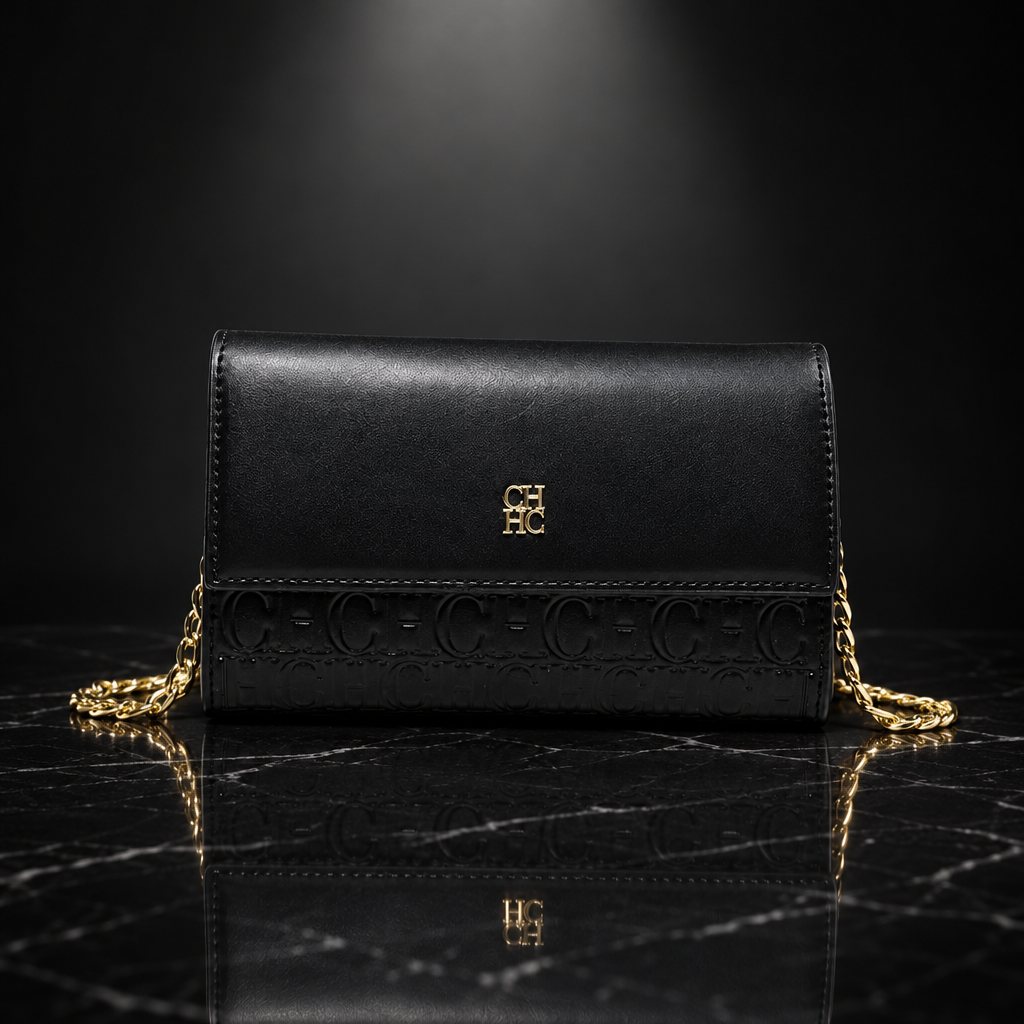 Faux Leather Chain-Strap Clutch Bag