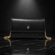 Faux Leather Chain-Strap Clutch Bag