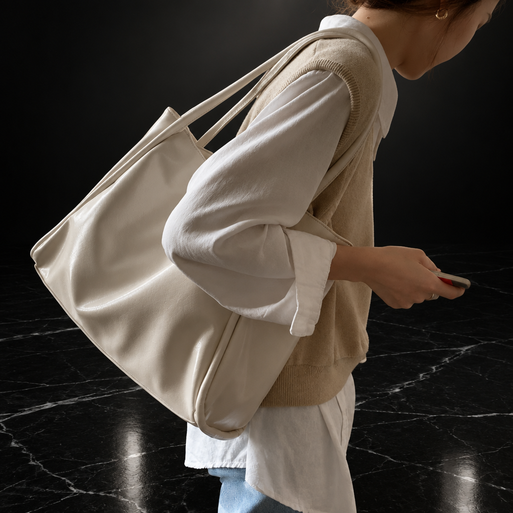 Open-Top Commuter Tote with Phone Pockets