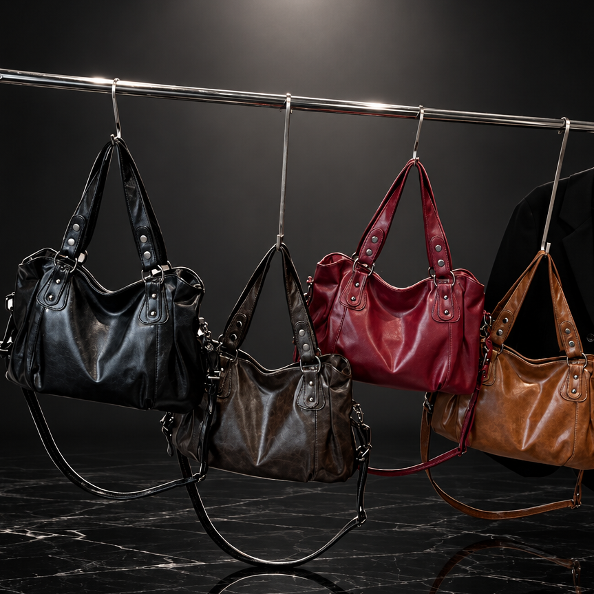 Oil Wax Leather Tote Bag with 3-Way Carry