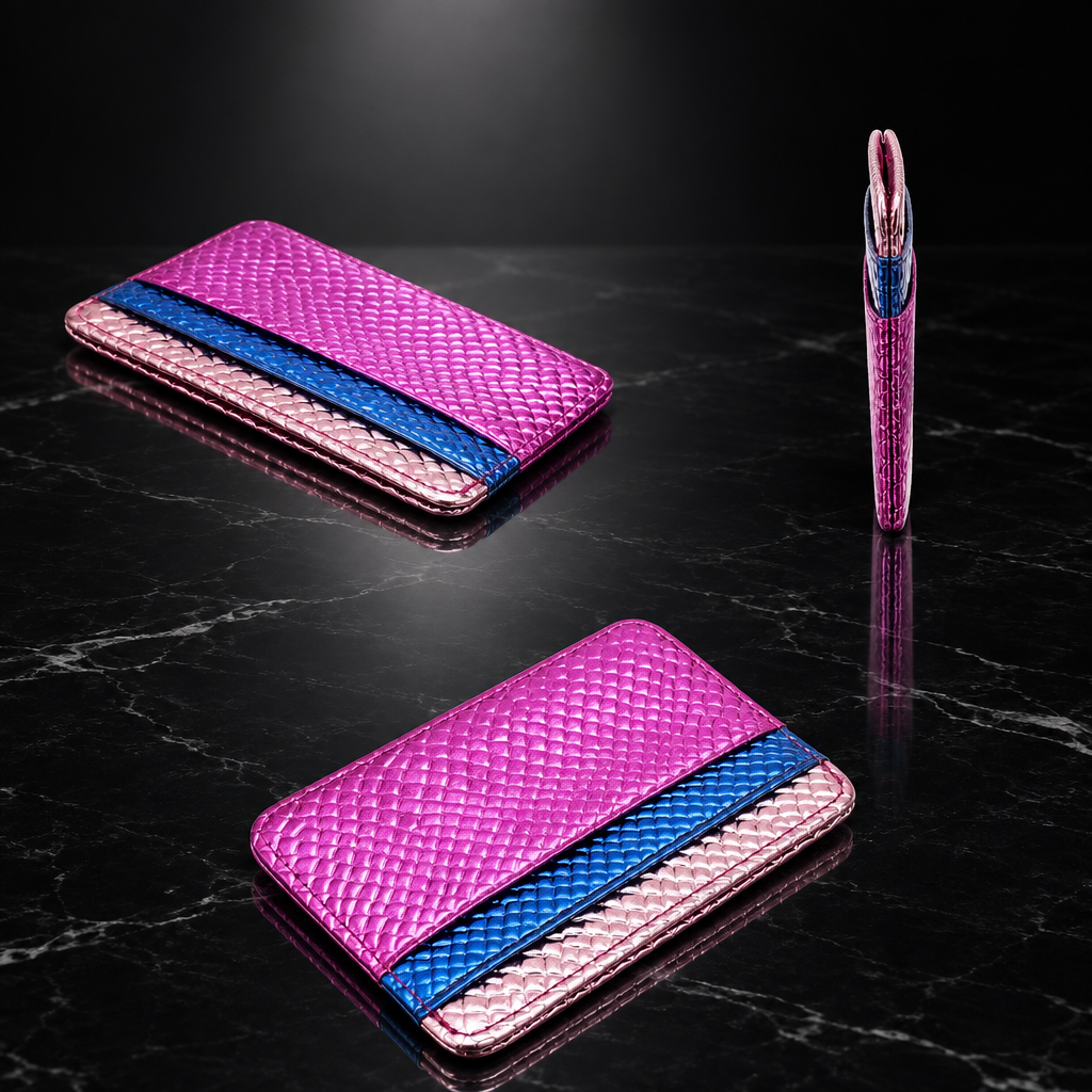 Faux Leather Metallic RFID-Blocking Wallet
