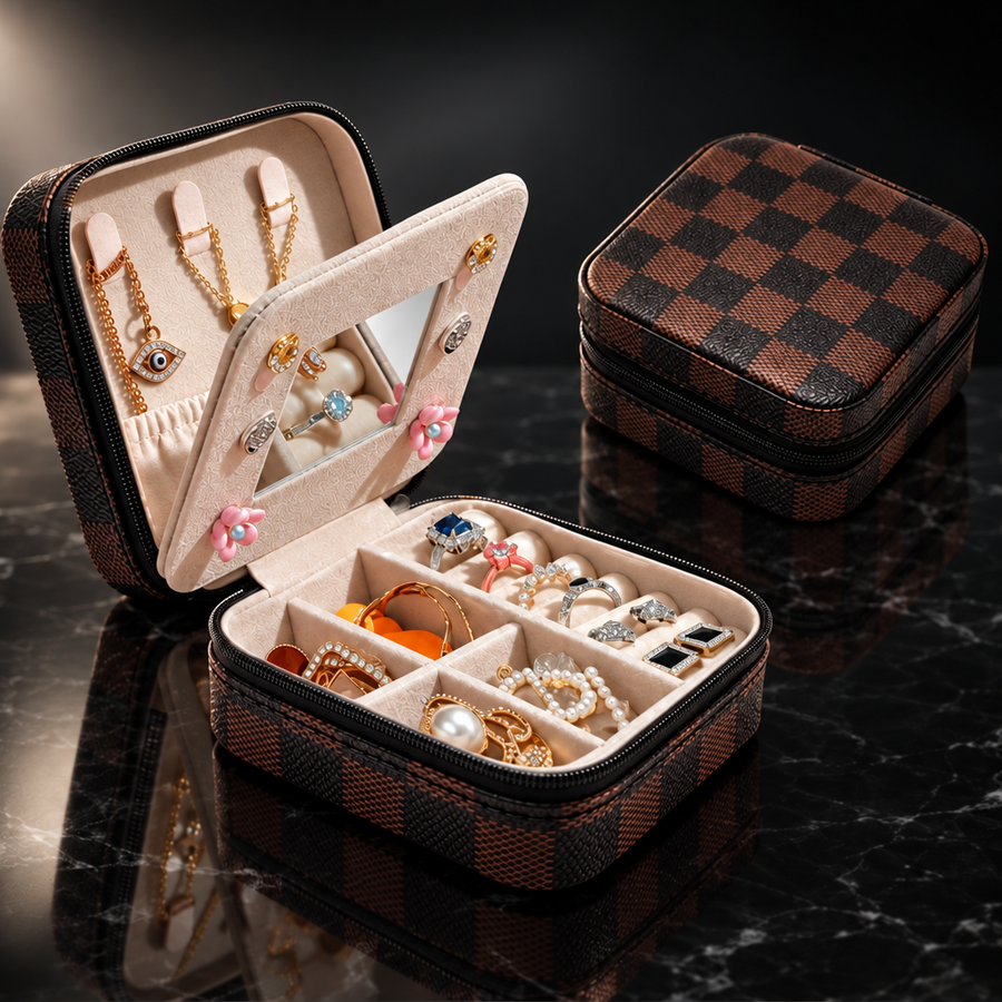 Portable Leather Jewelry Box