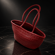 Weave Genuine Leather Hand Basket