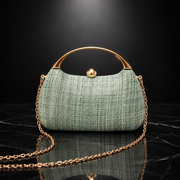 Woven-Texture Chain-Trim Minaudière