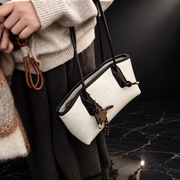 Tassel-Detail Vintage Faux-Leather Shoulder Bag