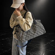 Letter-Print Oxford Carry-On Bag