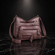 Multi Pockets Faux Leather Shoulder Bag