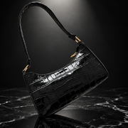 Croc-Embossed Faux-Leather Underarm Bag
