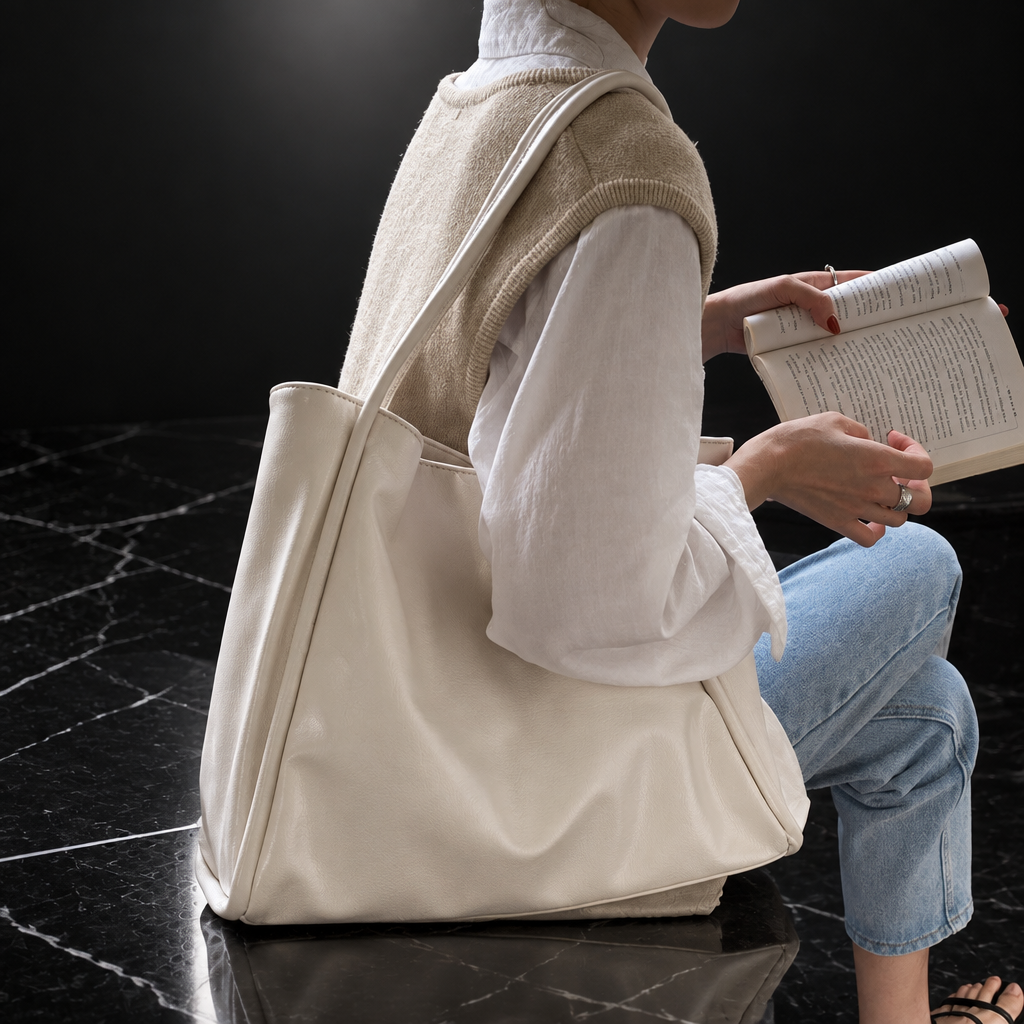 Open-Top Commuter Tote with Phone Pockets