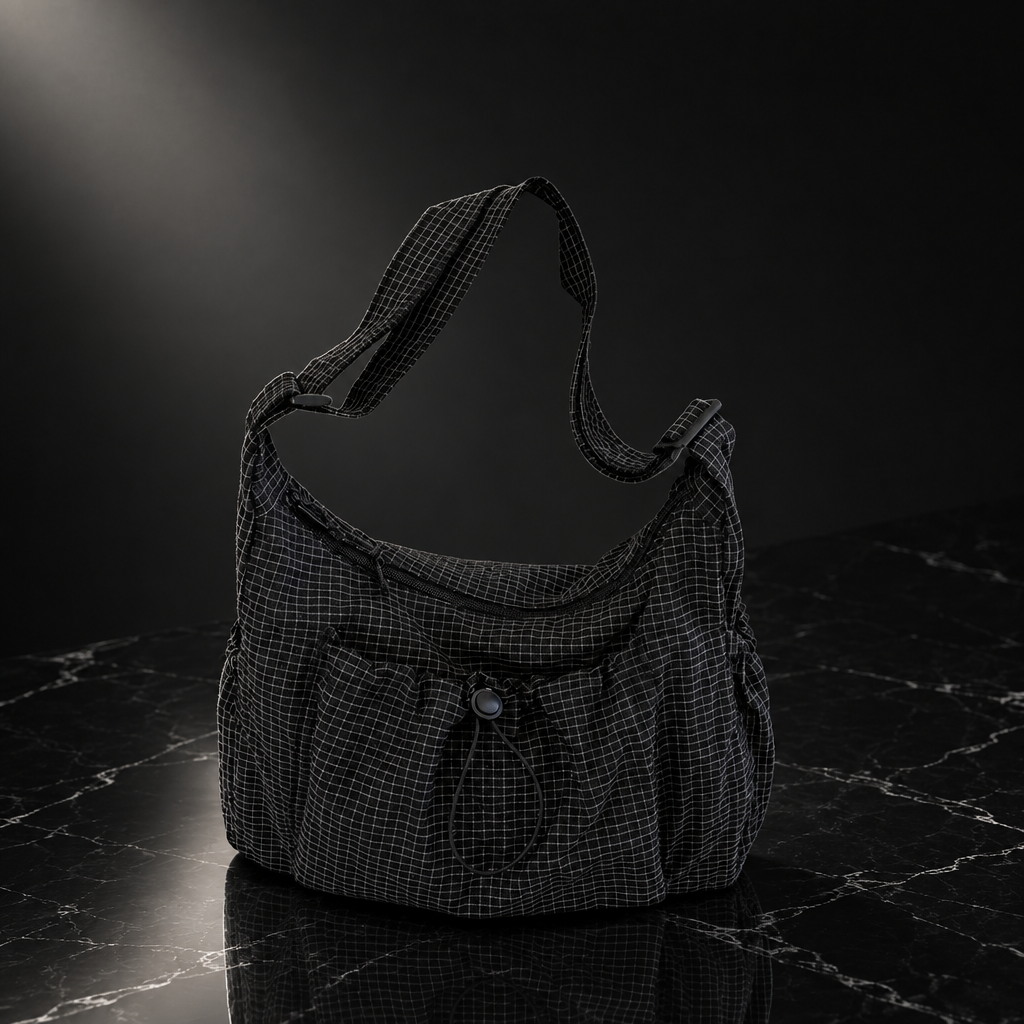 Plaid Drawstring Commuter Shoulder Bag