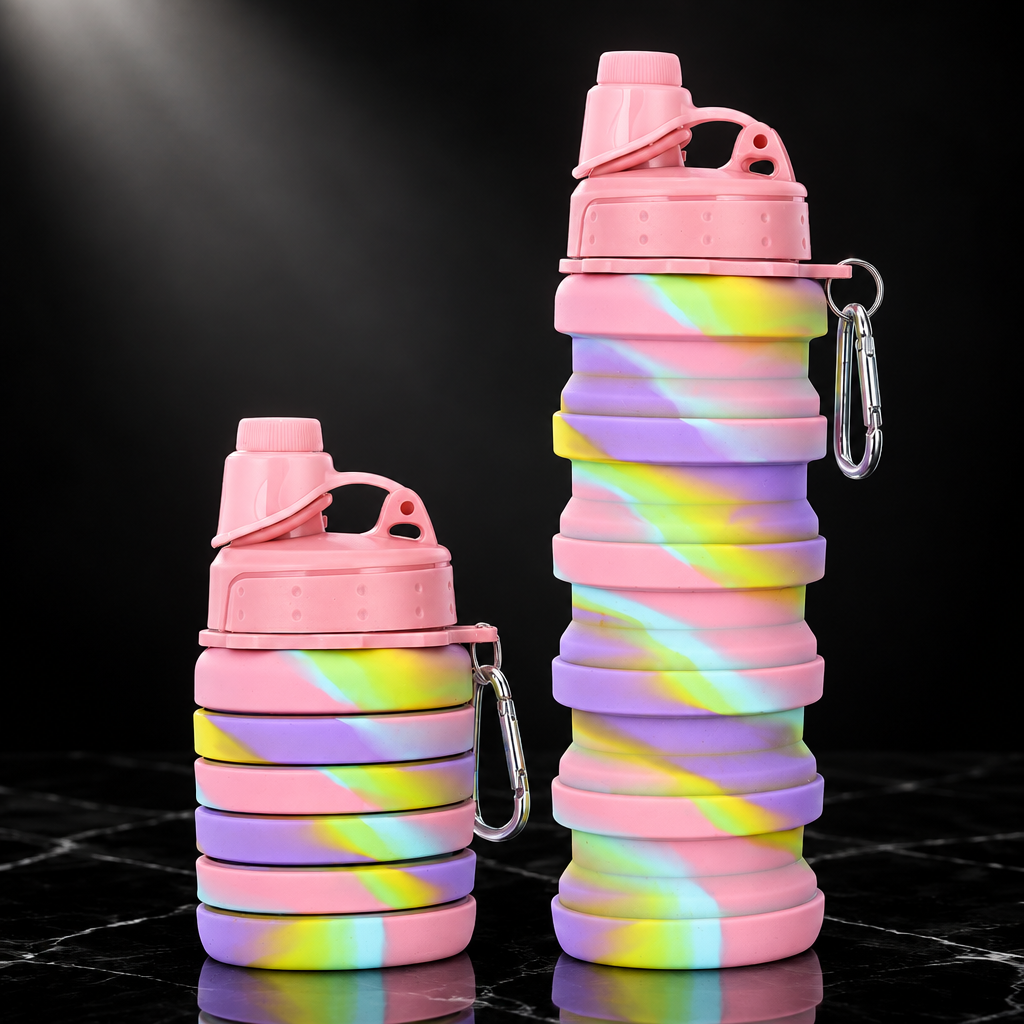 500ml Collapsible Silicone Sports Water Bottle