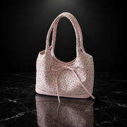 Pink Floral-Embroidered Shoulder Bag