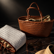 Weave Genuine Leather Hand Basket