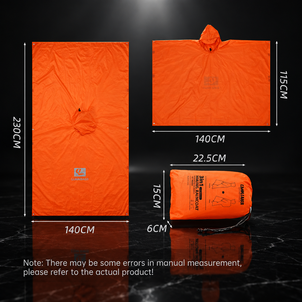 3-in-1 Outdoor Travel Rain Poncho