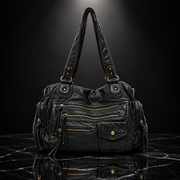 Rivet-Detail Washed-Finish Shoulder Bag