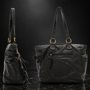 Vegan Leather Vintage Washed Tote Bag