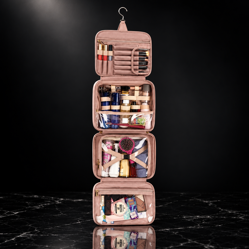 Hanging travel toiletry organizer, Luna studio shot