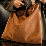 Faux Suede Vintage Tote Bag