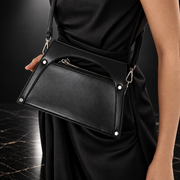 Metal-Frame Buckle Faux-Leather Top-Handle Bag