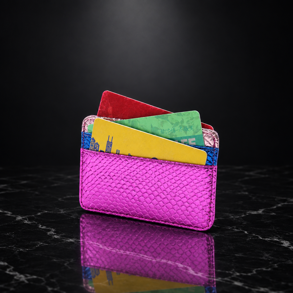 Faux Leather Metallic RFID-Blocking Wallet