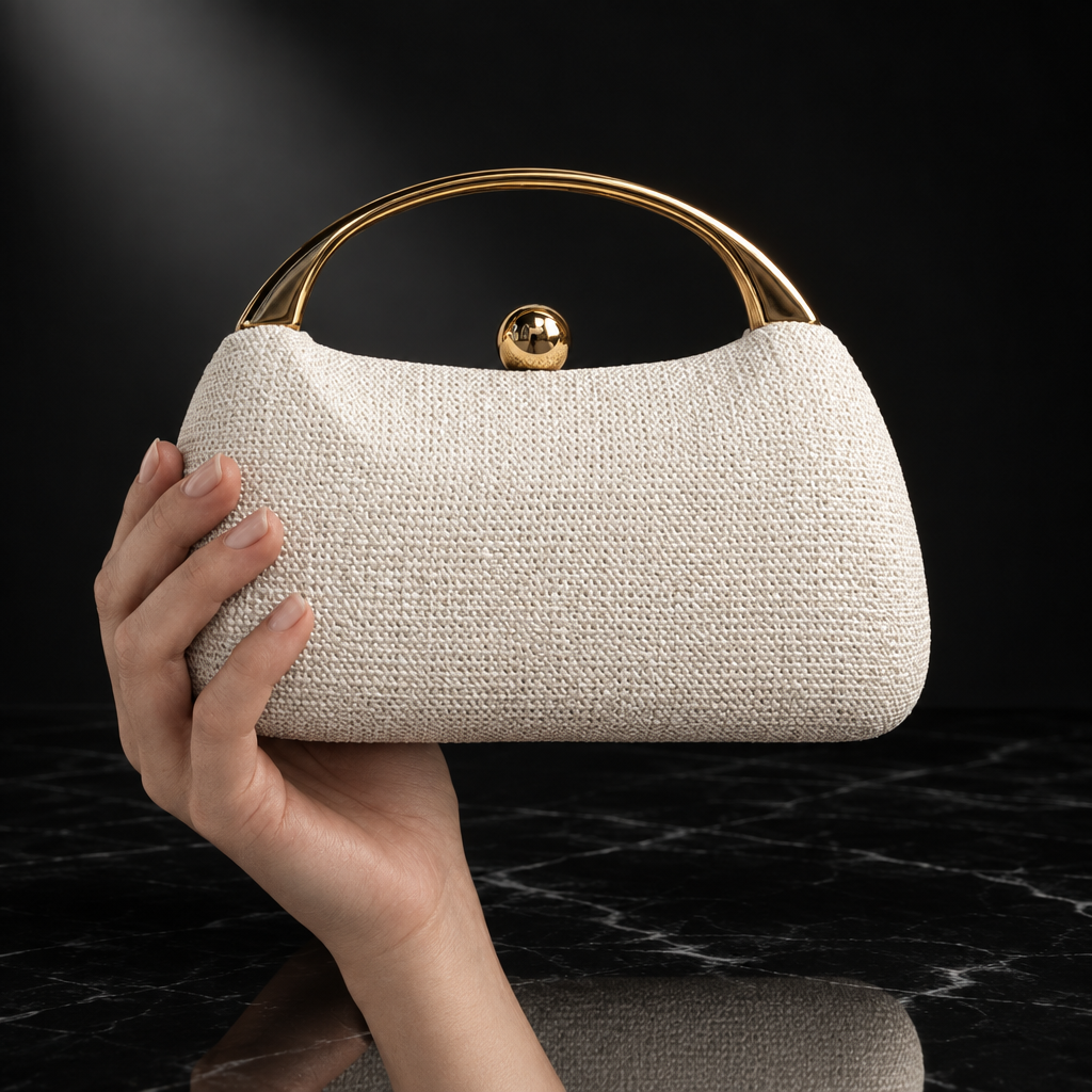 Woven-Texture Chain-Trim Minaudière