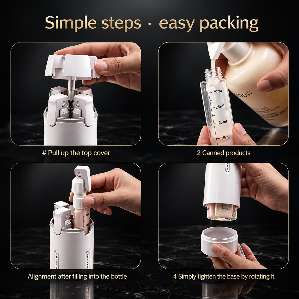 4-in-1 Refillable Travel Toiletry Bottle Set