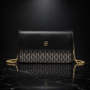 Faux Leather Chain-Strap Clutch Bag