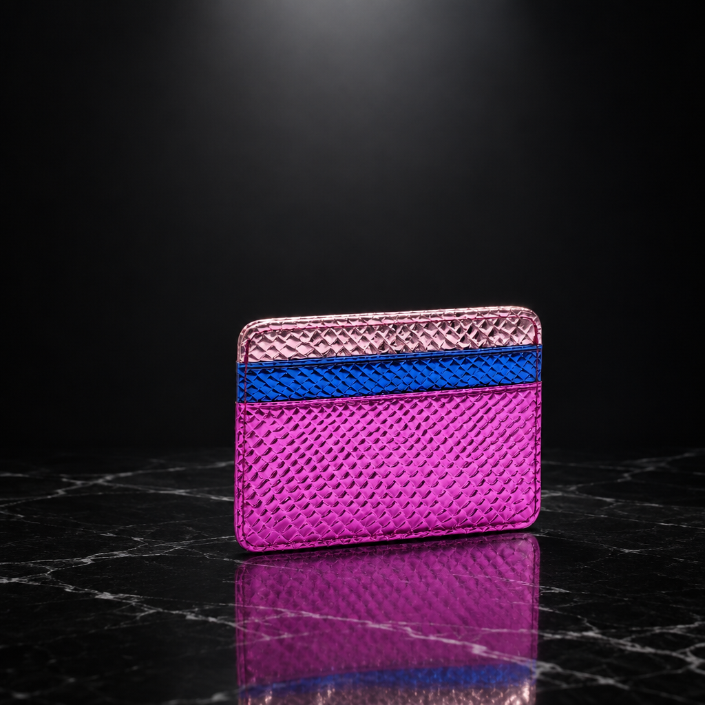 Faux Leather Metallic RFID-Blocking Wallet