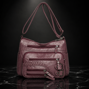 Multi Pockets Faux Leather Shoulder Bag