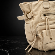 Vegan Leather Vintage Washed Tote Bag