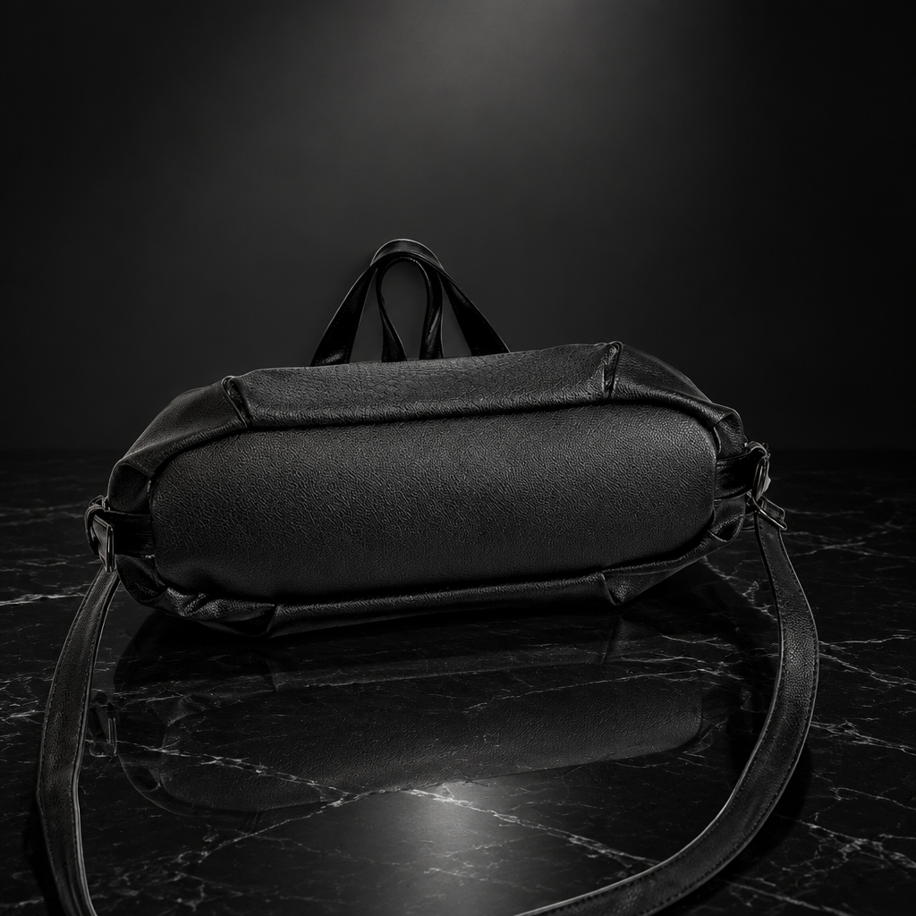 Textured Faux-Leather Convertible Bag with Zip Top