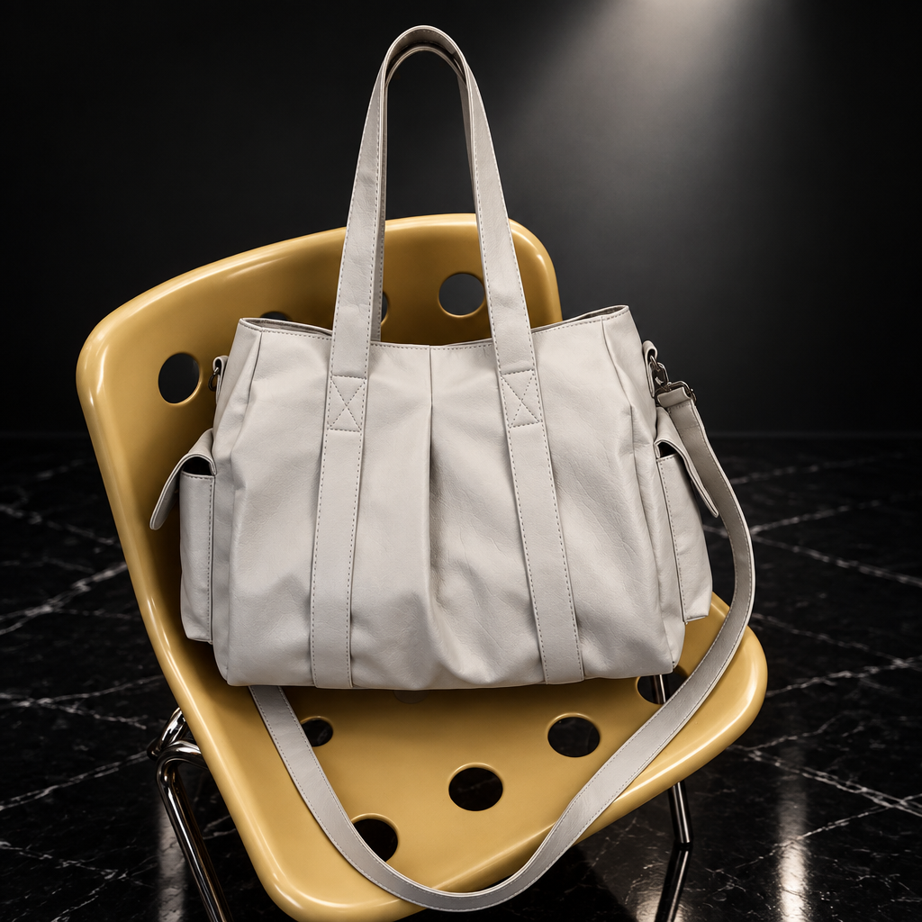 Retro Faux-Leather Tote with Adjustable Strap