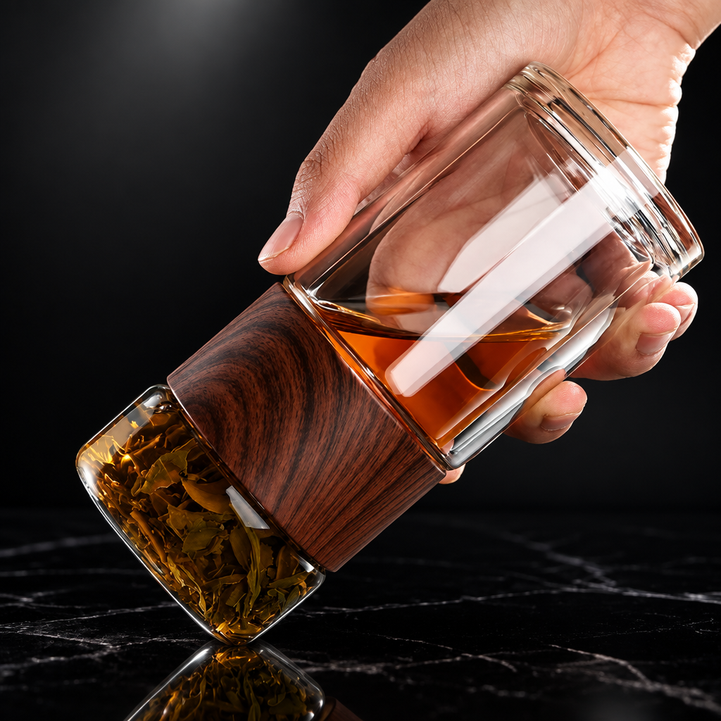 230ml Double-Wall Glass Travel Tea Mug