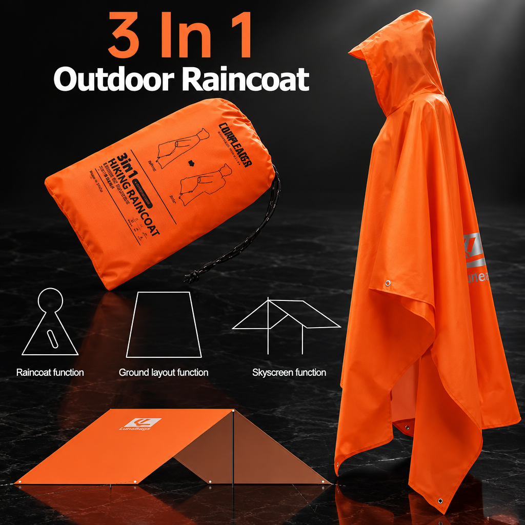 3-in-1 Outdoor Travel Rain Poncho