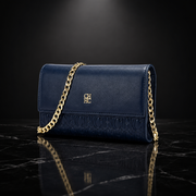 Faux Leather Chain-Strap Clutch Bag