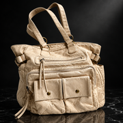 Vegan Leather Vintage Washed Tote Bag