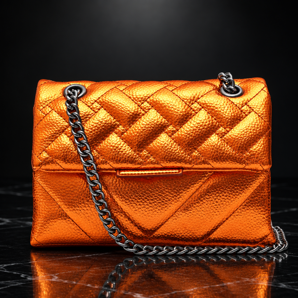 Quilted Metallic Flap Shoulder Bag