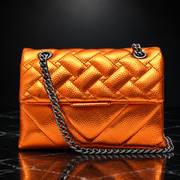 Quilted Metallic Flap Shoulder Bag