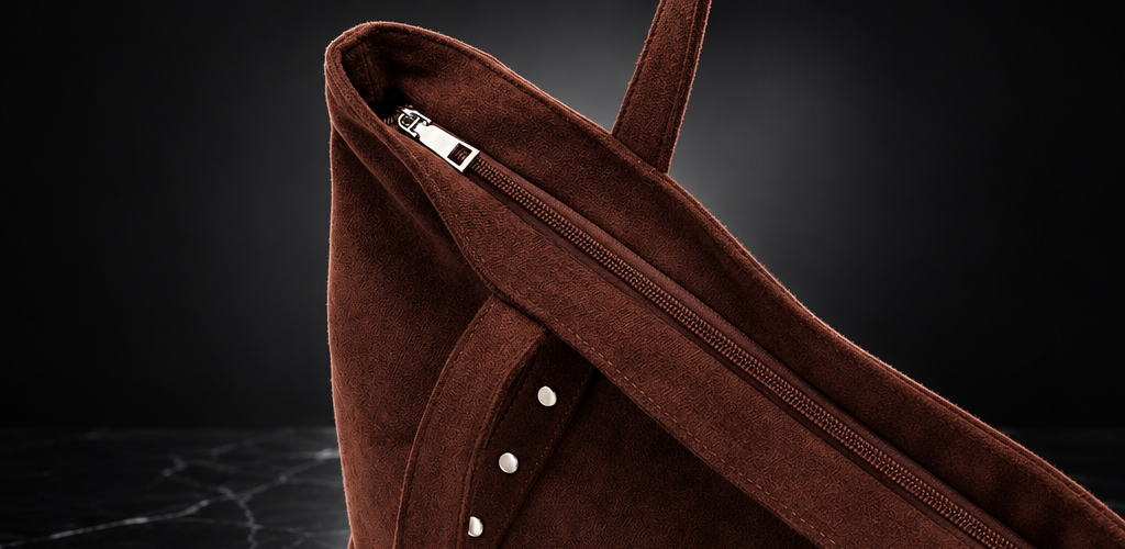Rivet-Trim Faux-Suede Tote with Coin Purse