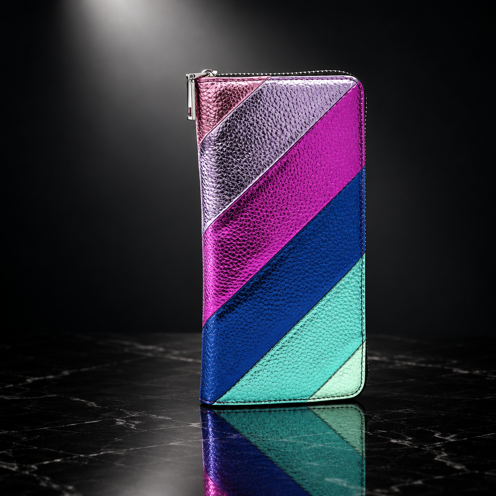 Metallic Striped Phone Wallet