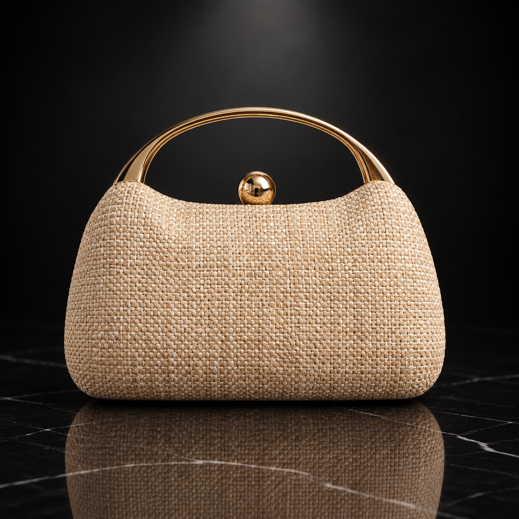 Woven-Texture Chain-Trim Minaudière