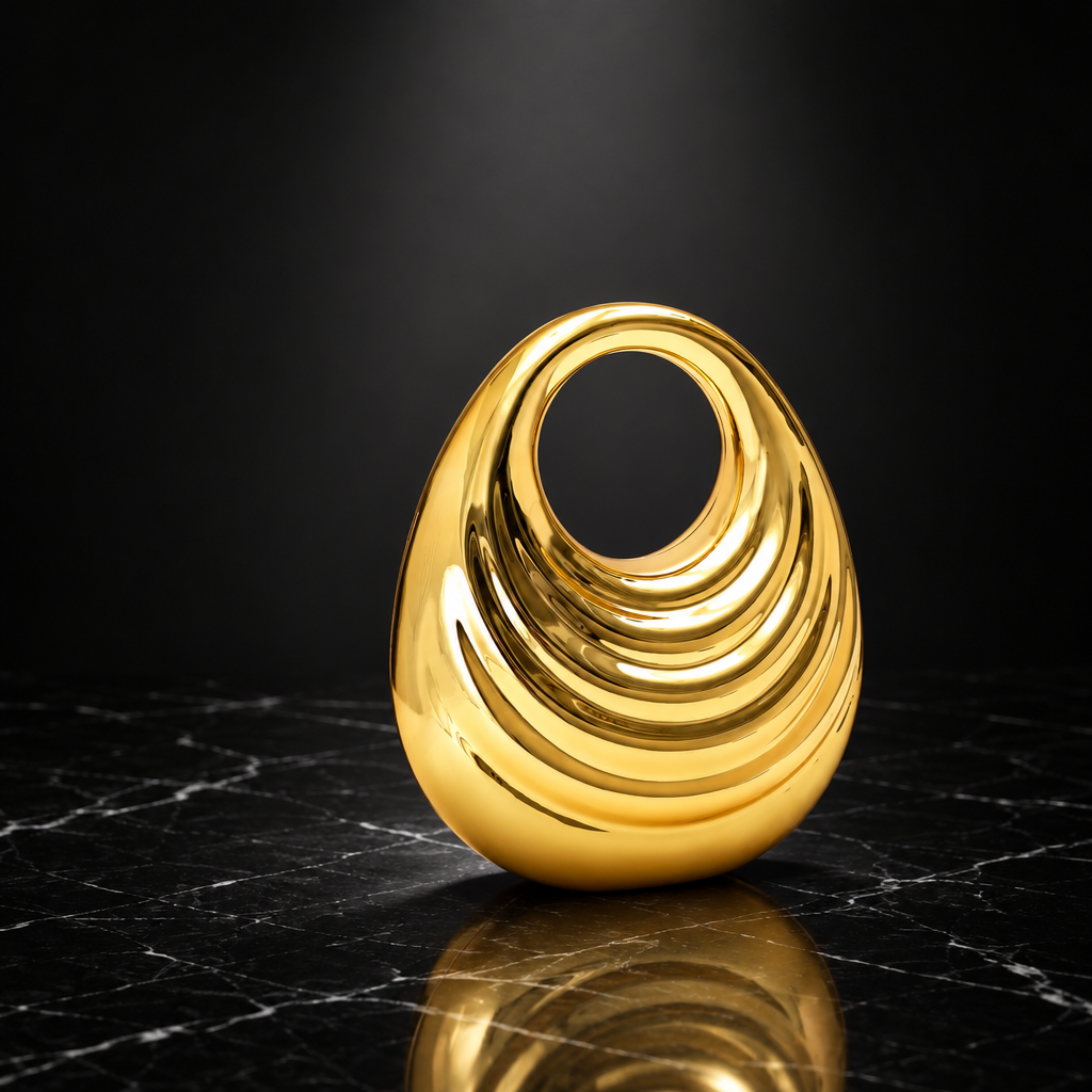Glossy Shell-Shaped Chain Clutch