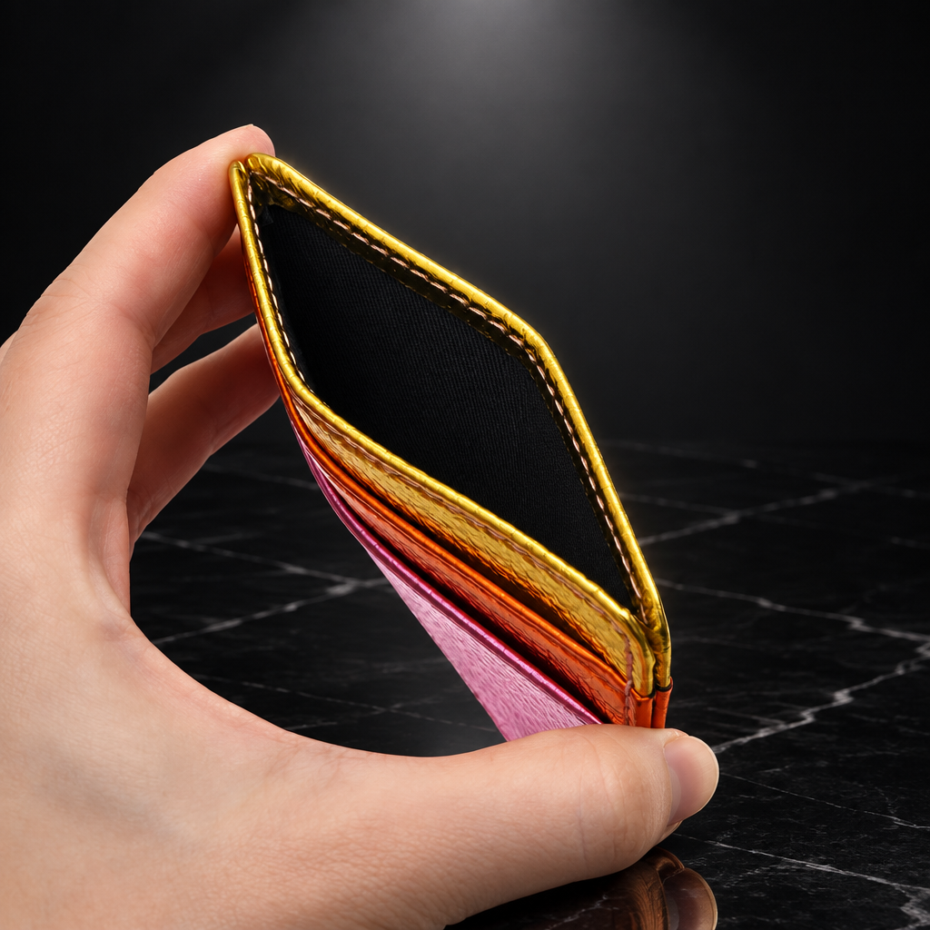 Faux Leather Metallic RFID-Blocking Wallet