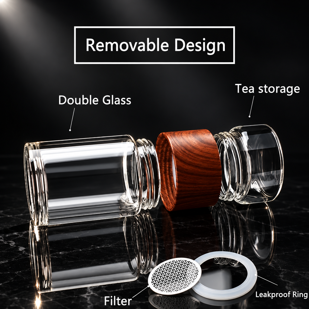 230ml Double-Wall Glass Travel Tea Mug