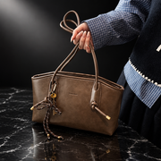 Tassel-Detail Vintage Faux-Leather Shoulder Bag
