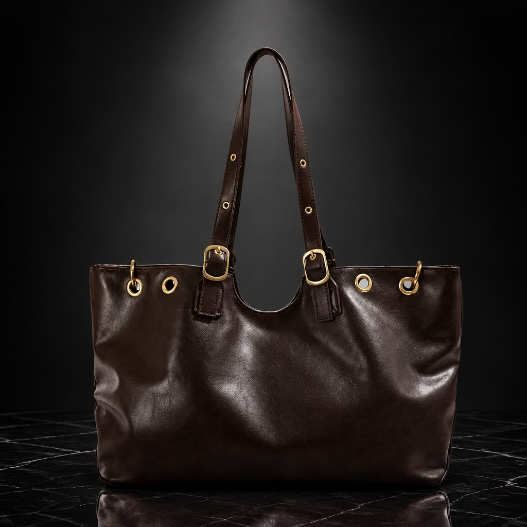 Wax Finish Faux-Leather Vintage Tote