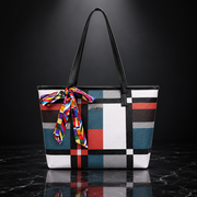 Plaid Print Large Capacity Tote Bag