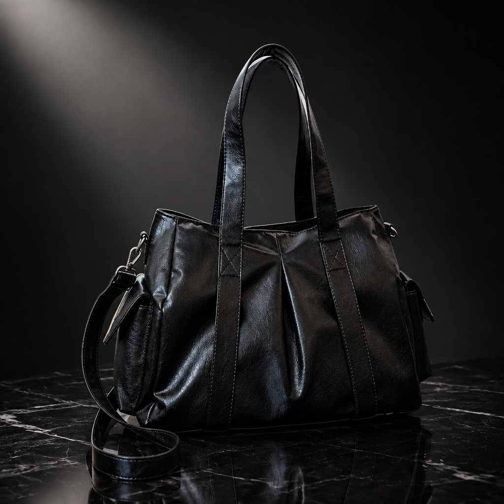 Retro Faux-Leather Tote with Adjustable Strap
