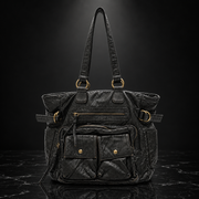 Vegan Leather Vintage Washed Tote Bag