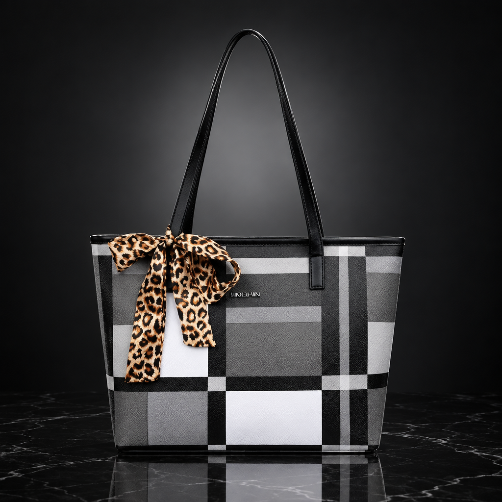 Plaid Print Large Capacity Tote Bag